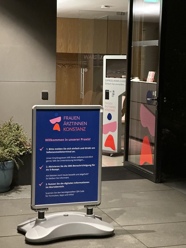 Welcome sign and self check-in